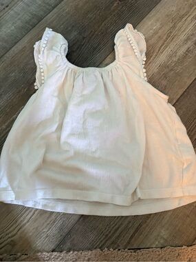 Crewcuts Cream Pom-Pom Strap Tank Top